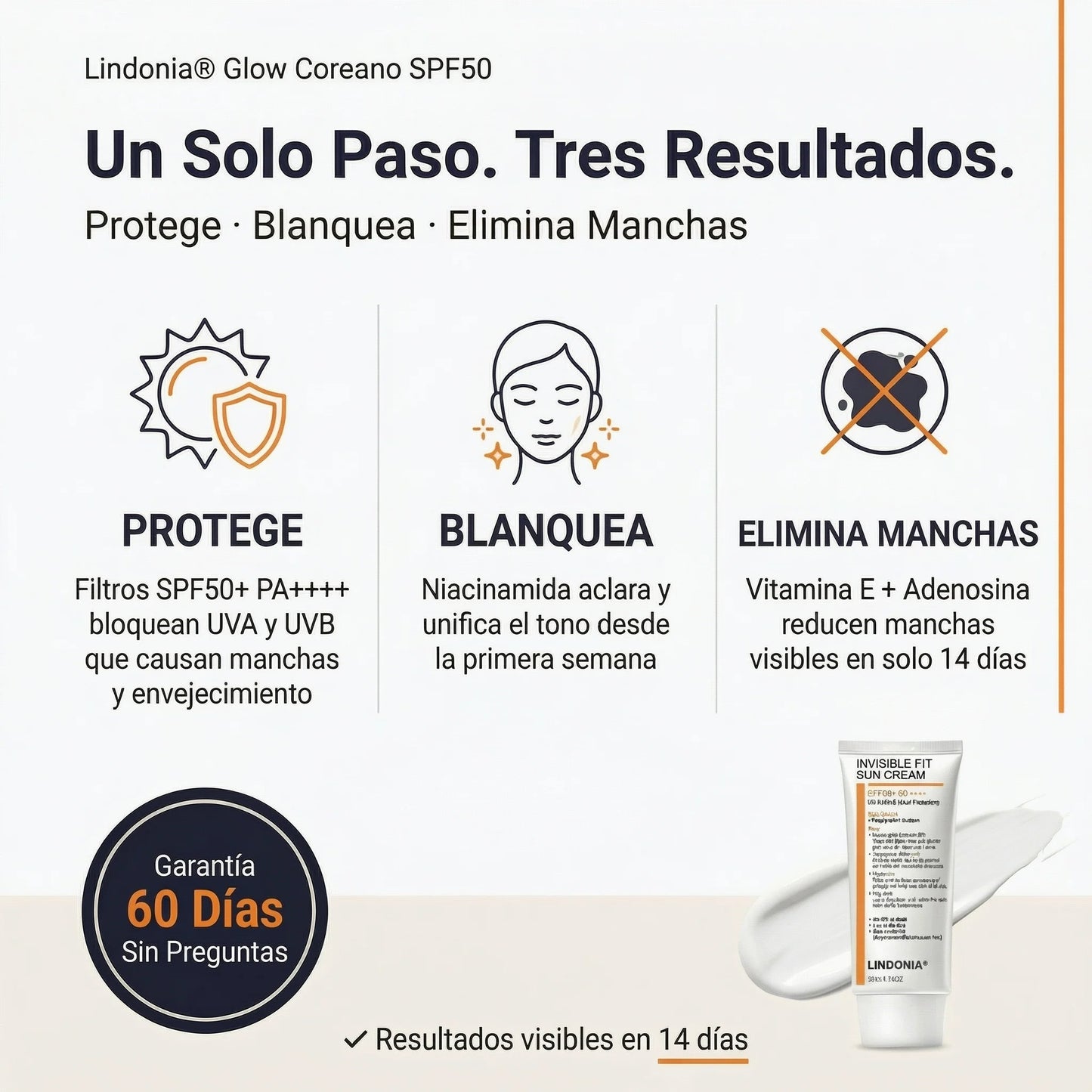 Lindonia® Bloqueador Glow Coreano SPF50