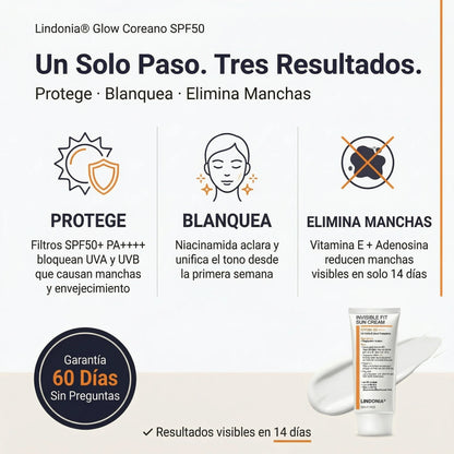 Lindonia® Bloqueador Glow Coreano SPF50