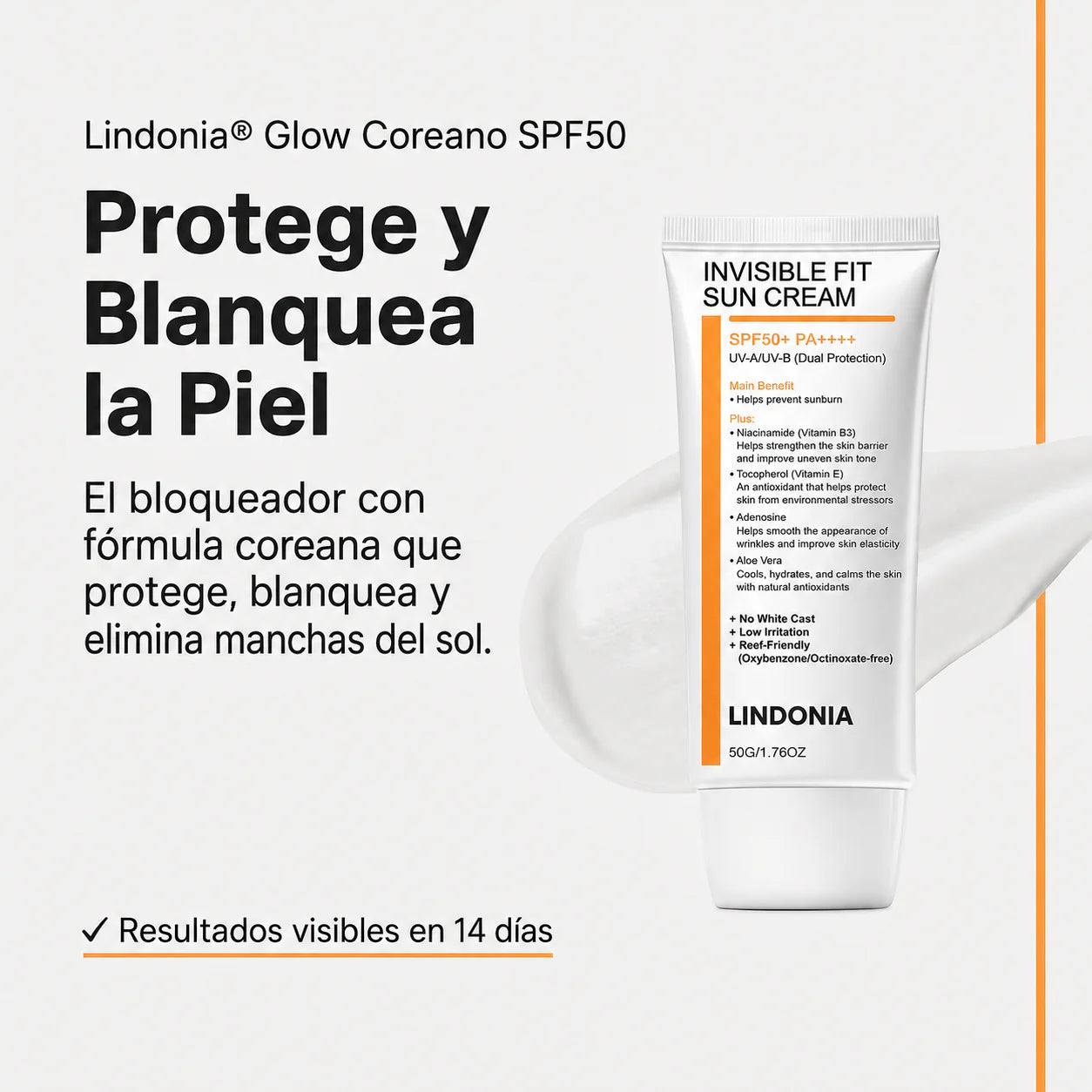Lindonia® Bloqueador Glow Coreano SPF50