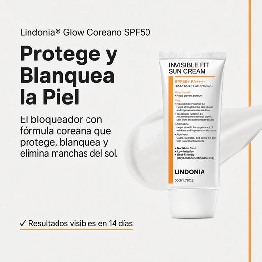 Lindonia® Bloqueador Glow Coreano SPF50