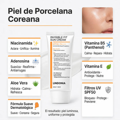 Lindonia® Bloqueador Glow Coreano SPF50